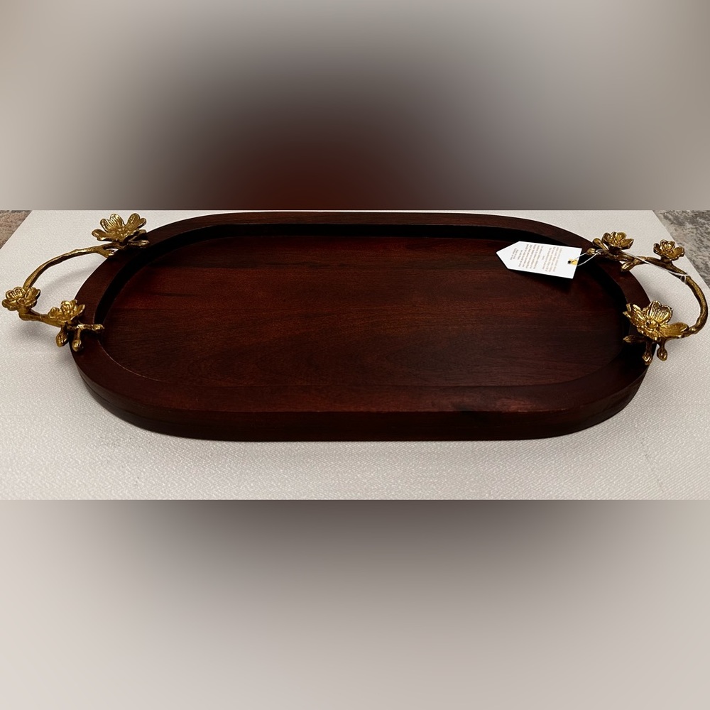 Salad/fruit/snack serving Tray and Bowl-Brown Color with golden handles